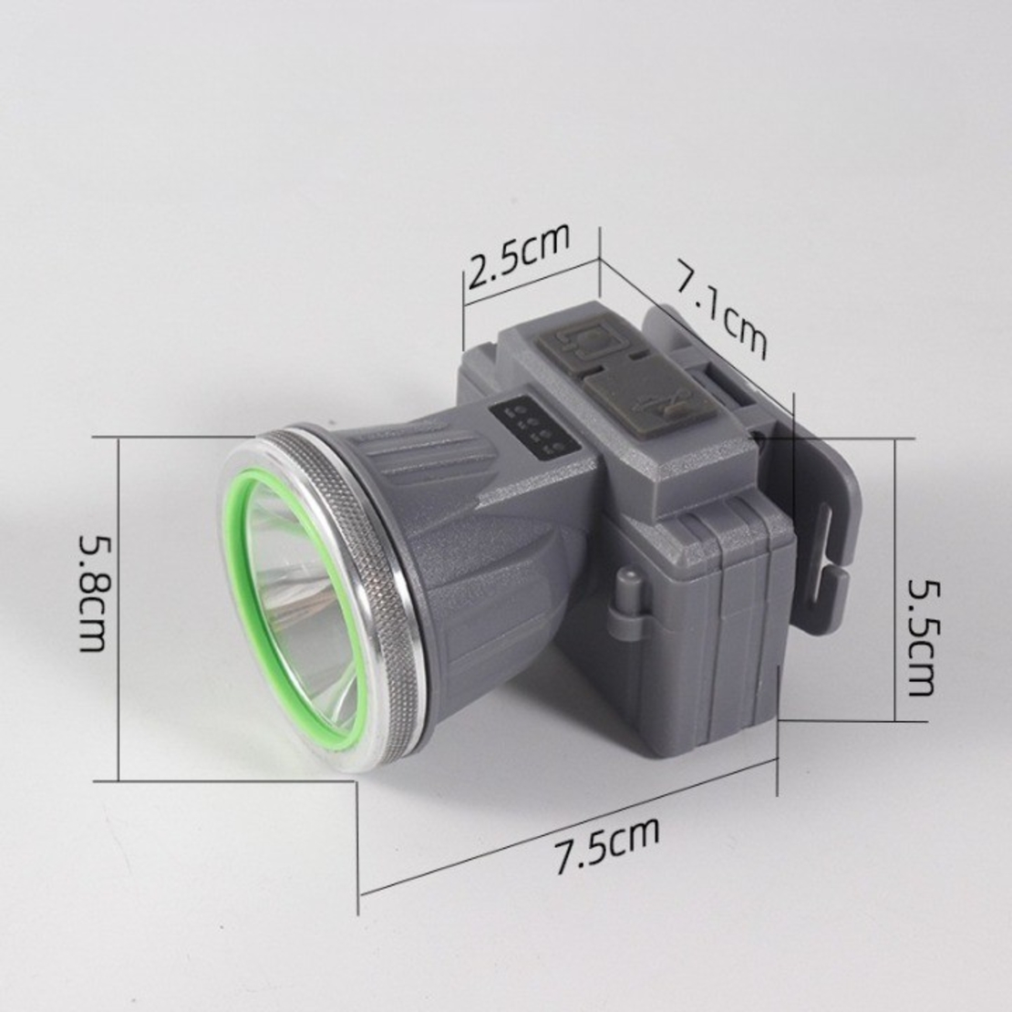 Lanterna LED de Montat pe Cap, Flippy, cu Raza Lunga de Zoom, Reincarcabila USB, Far Telescopic, Rezistent la Apa, Reglabil, pentru Pescuit in Aer Liber, Camping, Lumina Puternica, Lanterna, 7.5x5.8x5.5 cm, Gri