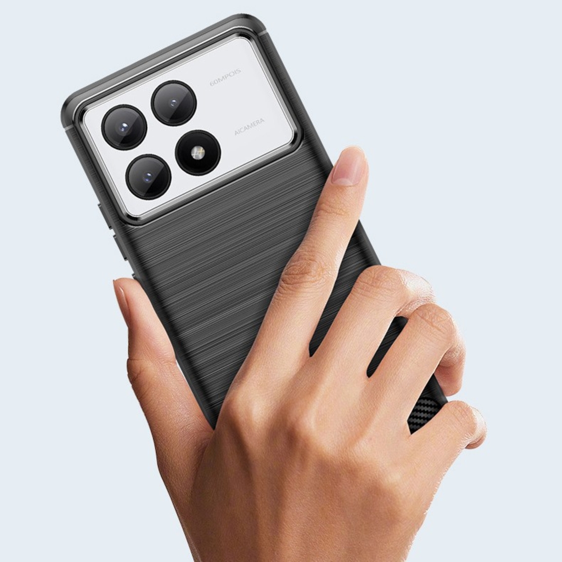 Husa de Protectie pentru Xiaomi Redmi Note 13C 5G, Flippy, Protectie 360, din TPU cu element de Carbon, Anti Alunecare, 1.8 mm, Negru