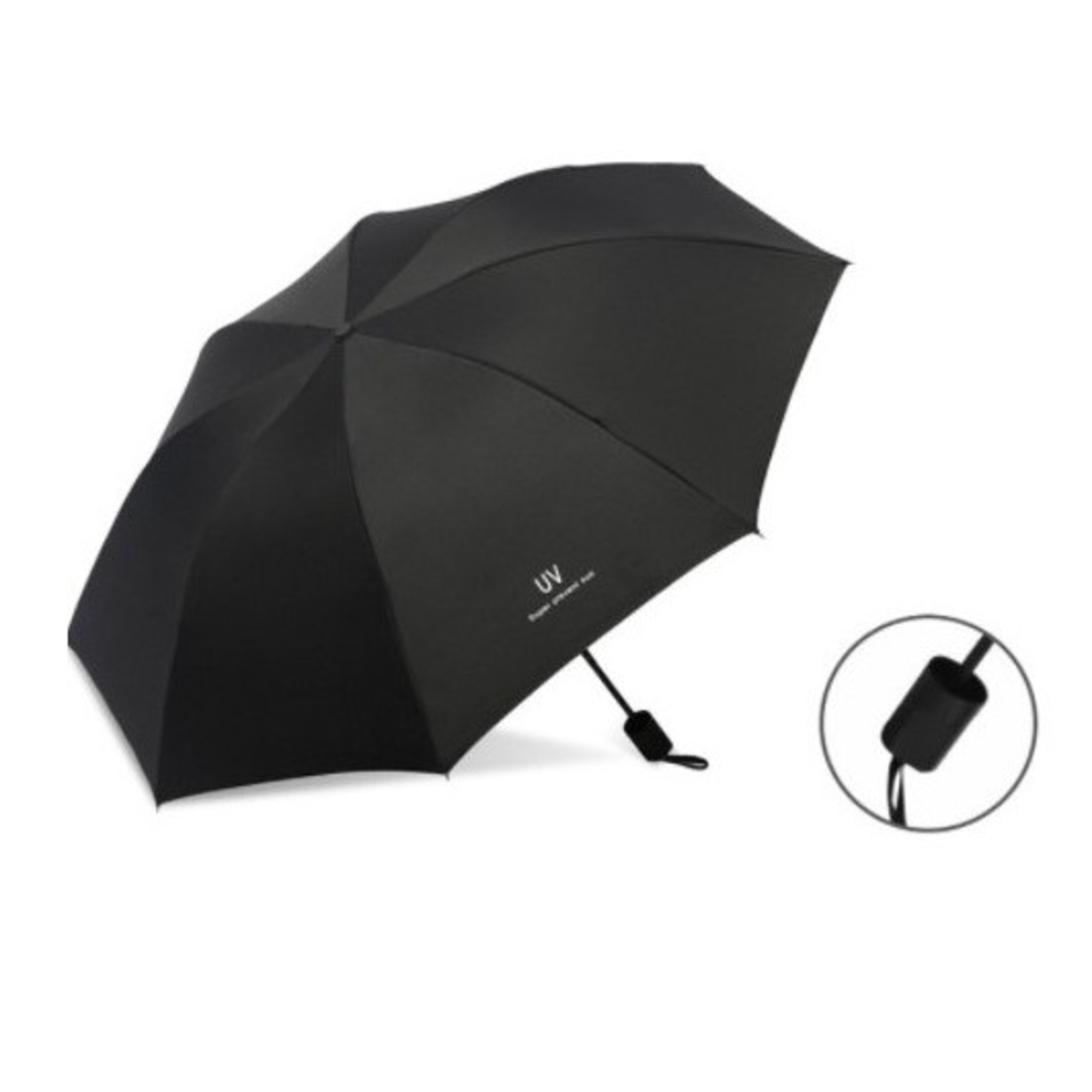 Umbrela, Flippy, Protectie UV Soare, Protectie Ploaie, Pliabila, din Vinil si Otel, 96 x 67 cm, Negru