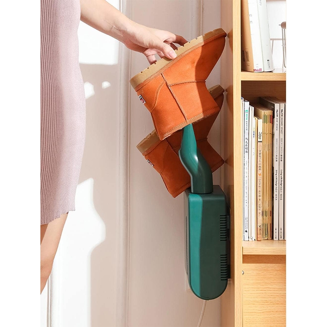 Uscator de Pantofi, Flippy, Functie de Uscare, Dezinfectie, Dezodorizare, Montaj pe Perete fara Perforare, din PVC, Silentios, Timer, Verde