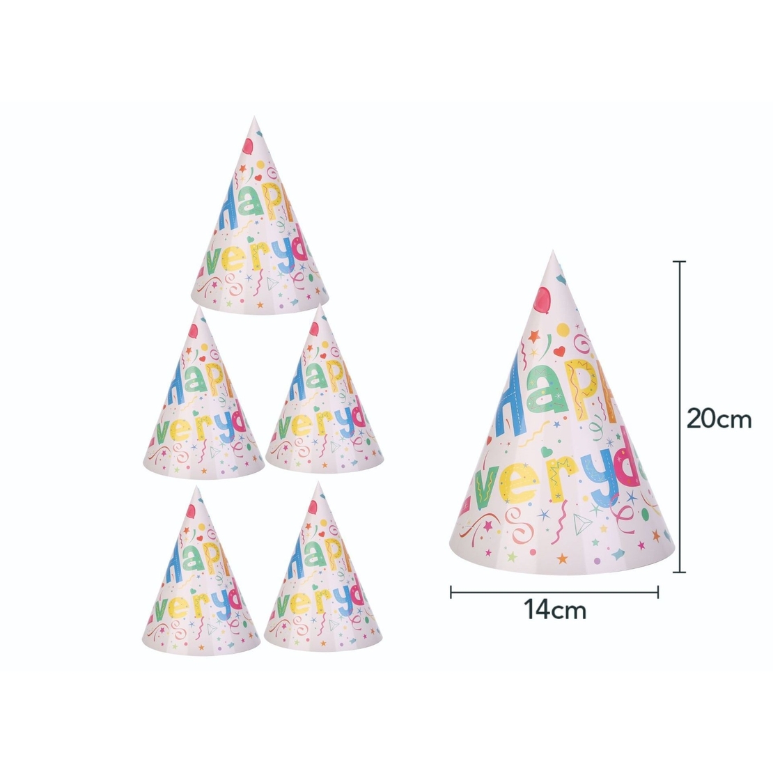 Set 6 Coifuri Happy Everyday, Flippy, pentru Petrecere, 20x14 cm, Multicolor