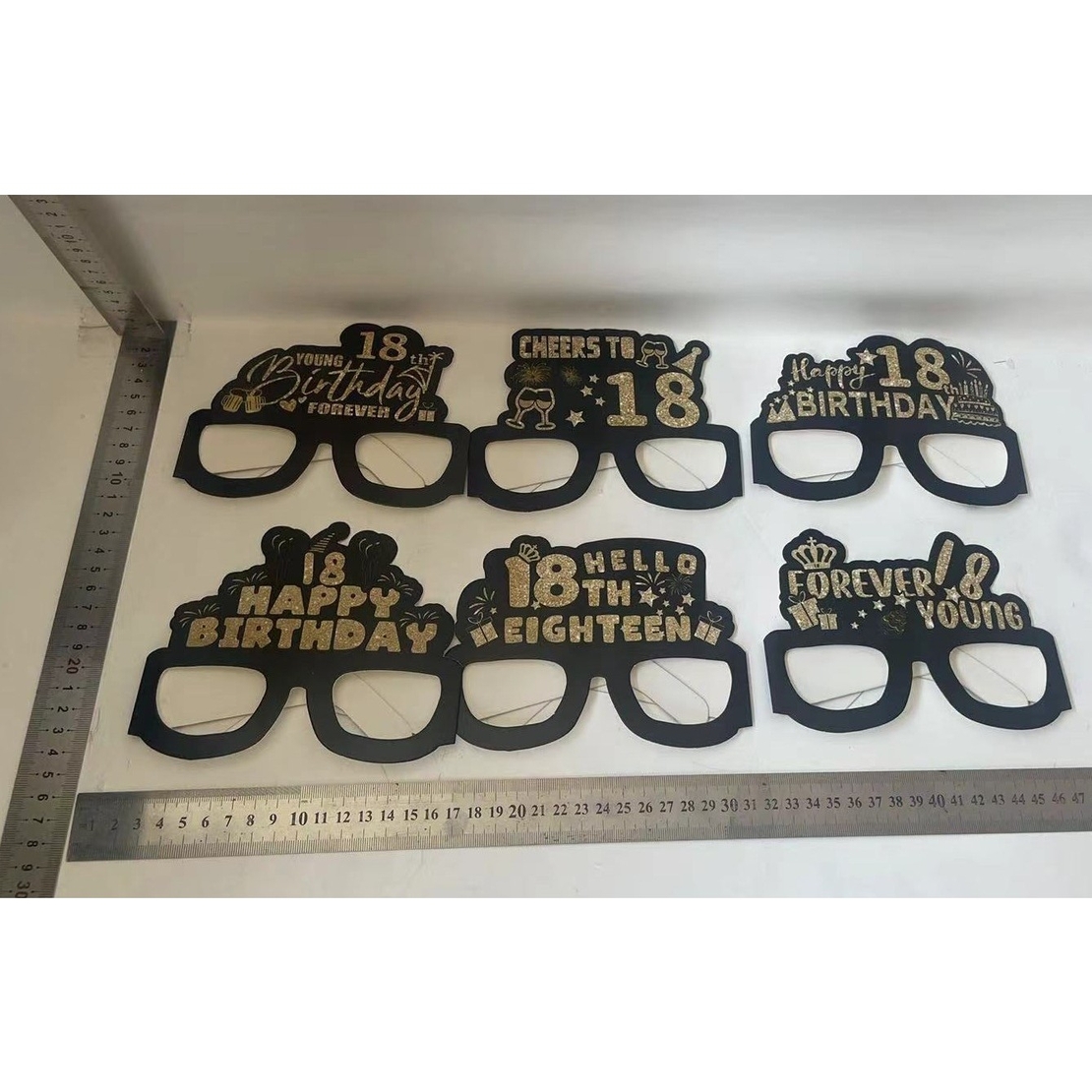 Set 6 Perechi de Ochelari pentru Majorat, Flippy, Diverse Modele, Negru