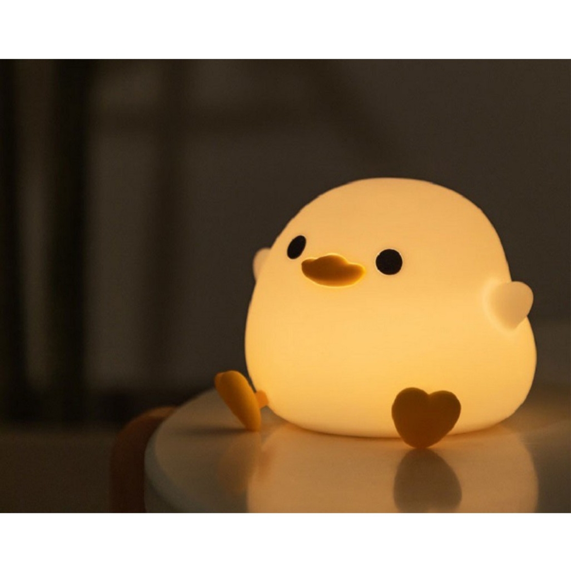 Lampa de Veghe pentru Copii, Flippy, din Silicon, Senzor Tactil, Model Ratusca, Lumina Calda, Timer Automat, Protectie pentru Ochi, Incarcare USB Putere 0.5W, Capacitate Baterie Incorporata 800mAh, 12.2x10.5x9.2 cm, Alb