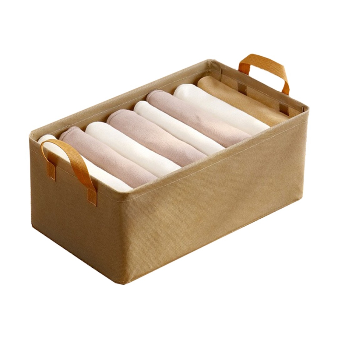 Cutie Depozitare Flippy, pentru Haine, lucruri, din Textil cu Cadru Metalic, Manere Laterale, forma Dreptunghiulara, 47 x 28 x 20 cm, volum 26 L, Kaki