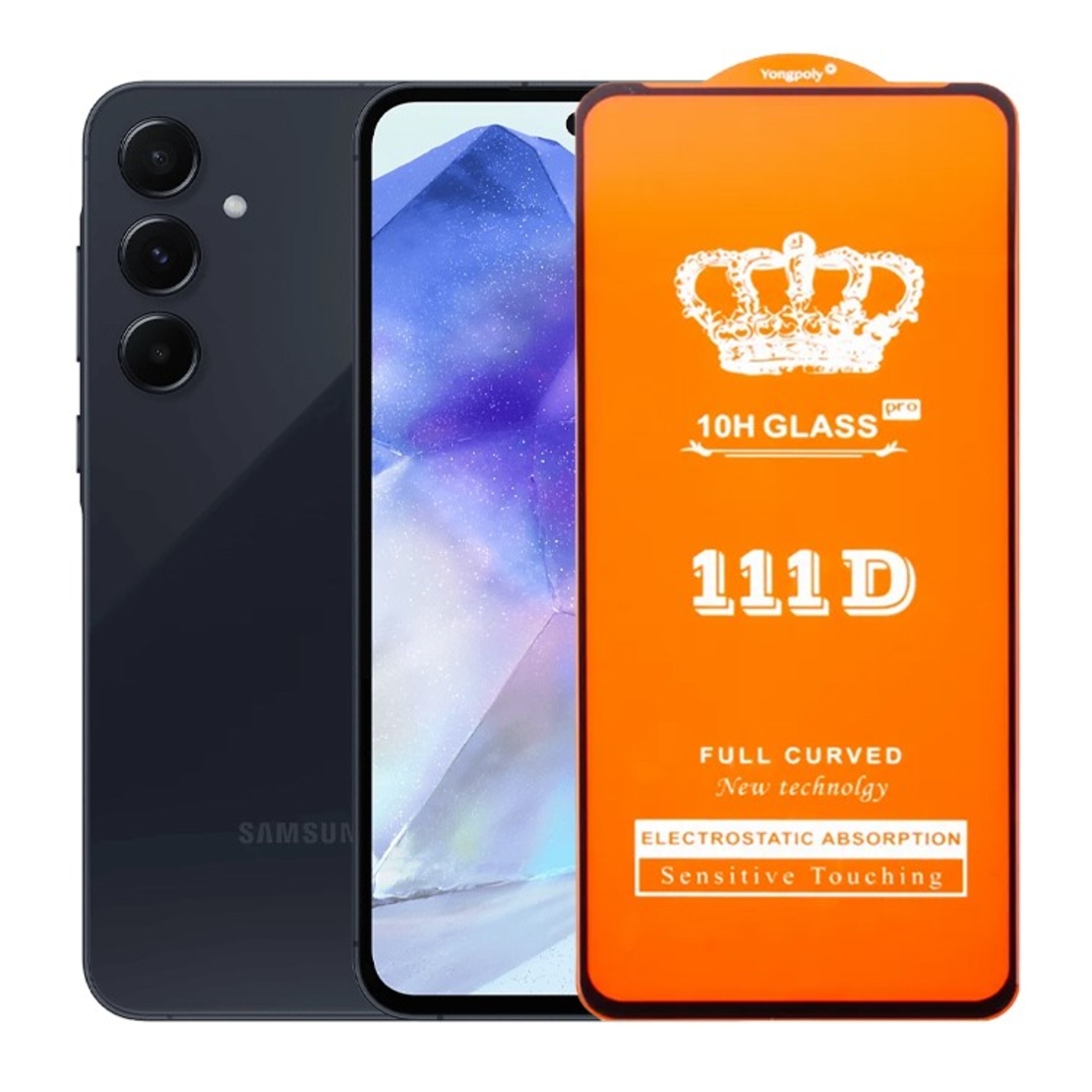 Folie Sticla Securizata pentru Samsung Galaxy A55, Flippy, Sticla de Protectie Compatibila cu Samsung Galaxy A55, Full Cover 111D, HD, Margini Negre, Transparenta