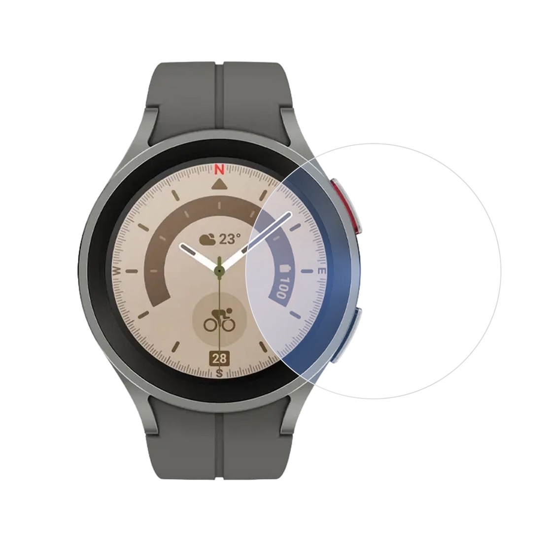 Folie Securizata pentru Samsung Galaxy Watch5 Pro 45mm, Flippy, Sticla de Protectie Compatibila cu Samsung Galaxy Watch5 Pro 45mm, Sticla Securizata 2.5 D, Transparent