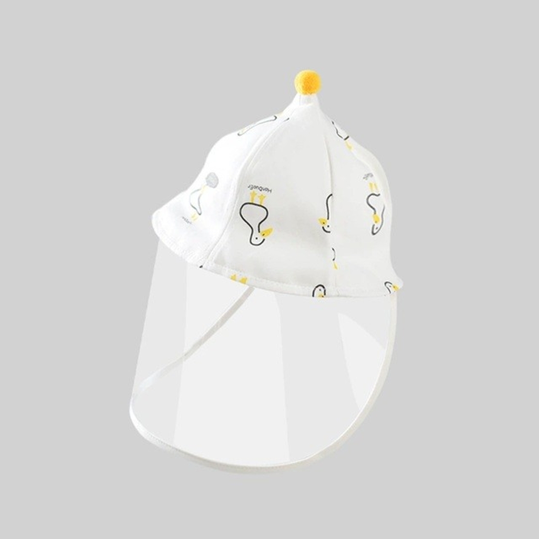 Palarie de Protectie pentru Bebelusi, Flippy, Model Ratuste, Pescareasca, de Primavara si Toamna, cu Masca si Fermoar, 48 cm, pentru 6-12 Luni, Alb