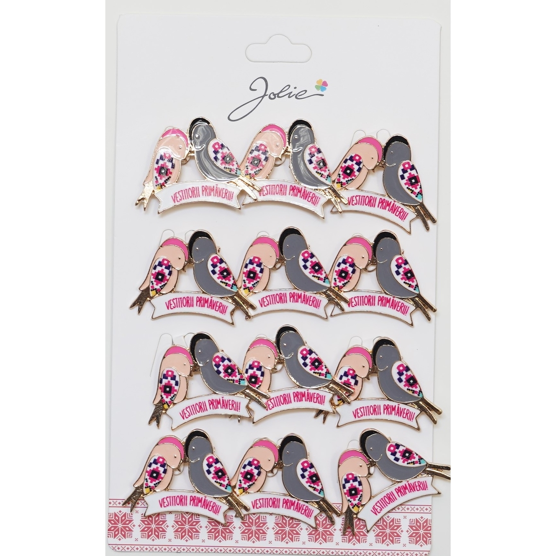 Set 12 Brose Martisor Primavara Randunele cu Mesaj Vestitorii Primaverii