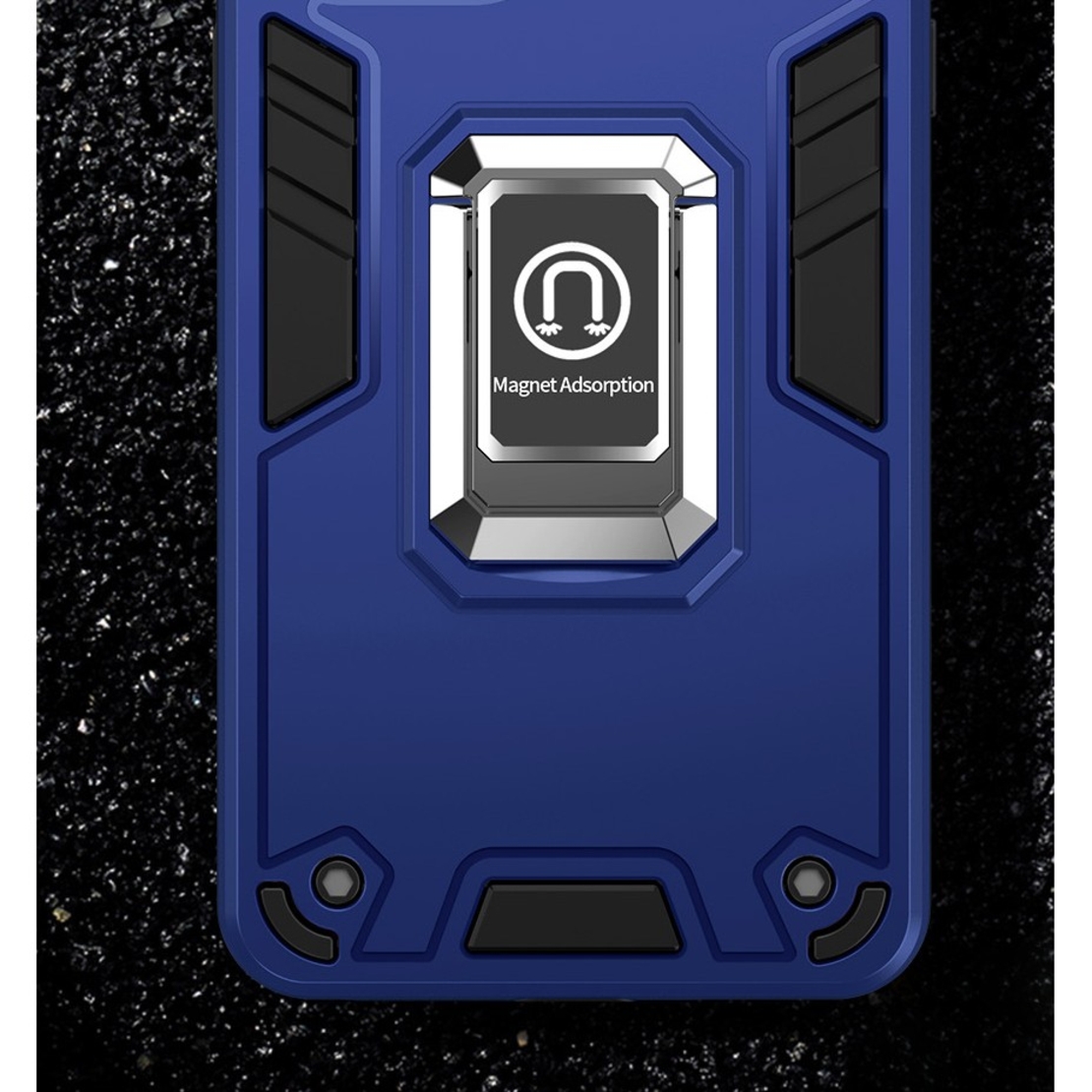 Husa Iron Warriors pentru iPhone 12, Flippy,  Hybrid Ring Holder Kickstand, Albastru inchis