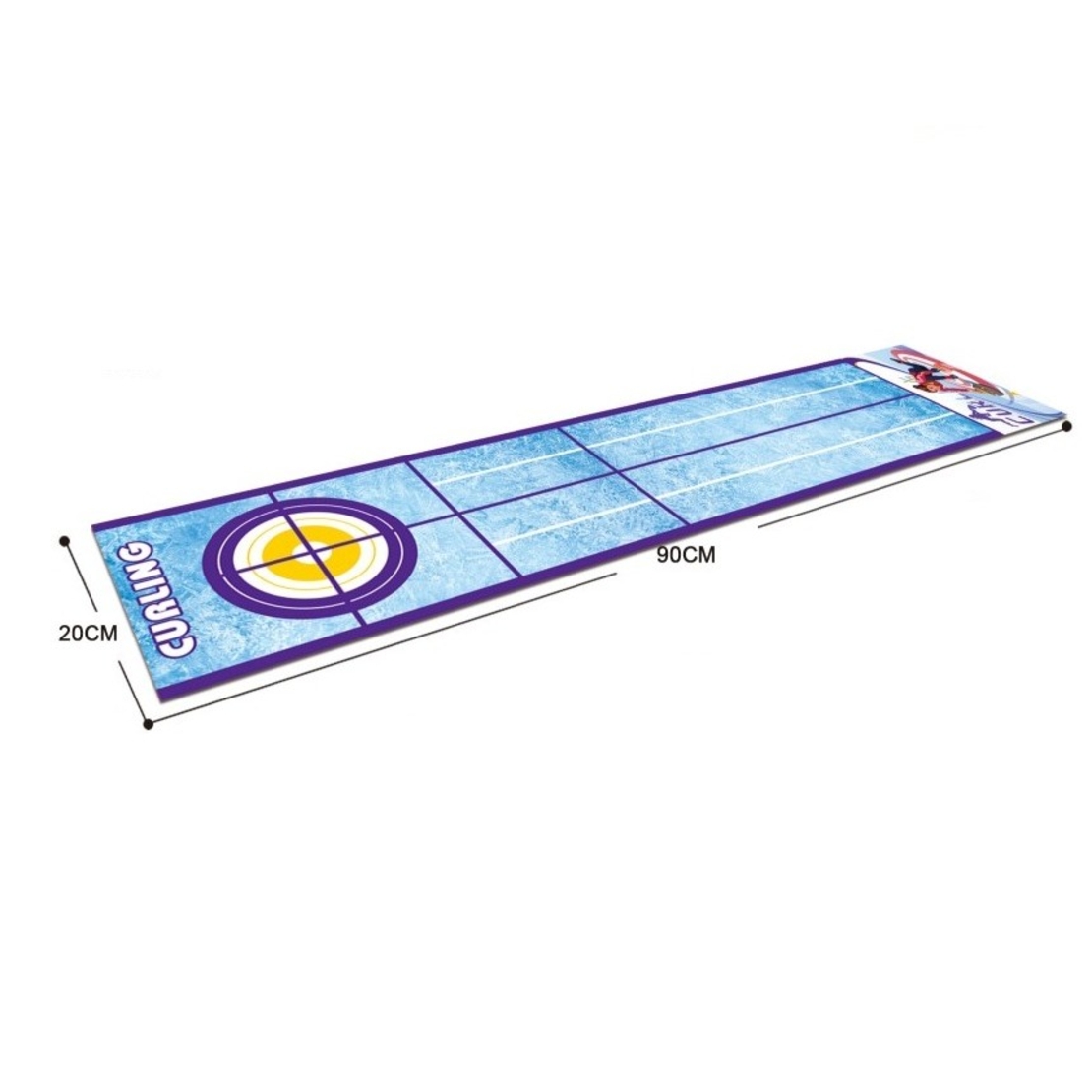 Joc Interactiv, Flippy, Covor de Curling 90 x 20 cm, 1-4 Jucatori, +5 Ani, 6 Mingi Incluse, Albastru