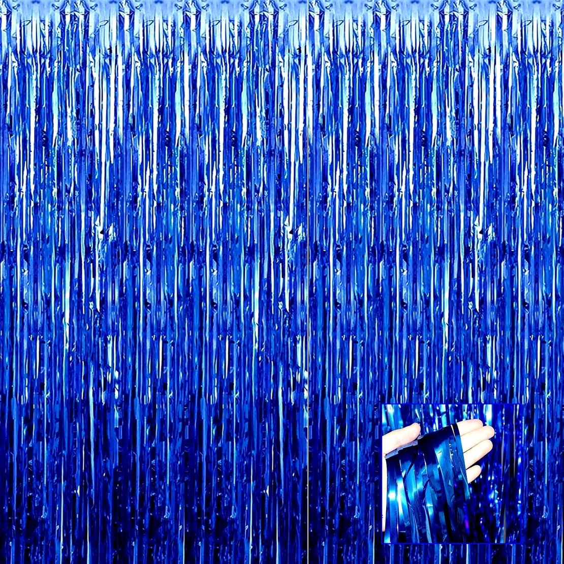 Perdea Franjurata, Flippy, Model Decor Petrecere, pentru Fundal de Poze, Amenajare Colorata a Petrecerii, Dimensiune 100x200 cm, Albastru Inchis