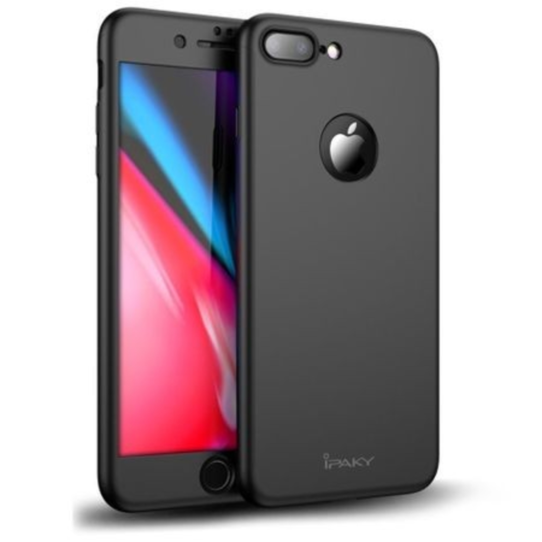 Husa Apple iPhone 8 Plus IPAKY Full Cover 360 Negru + Folie Cadou