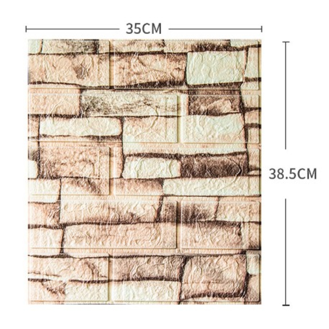 Set 10 Placi Tapet 3D, Flippy, 35 x 38 cm, Grosime 3 mm, din Polietilena, Model Caramida, Suprafata acoperita 1.33 mp, Piatra Galbena