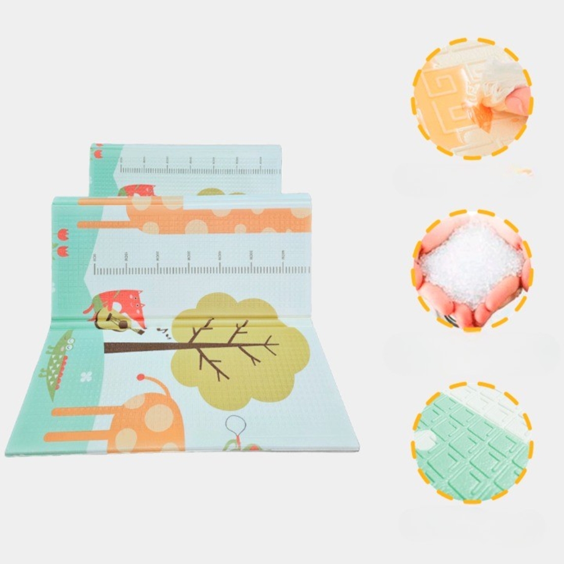 Covoras de Joaca pentru Copii Termic cu 2 Fete, Flippy, Model Girafe si Pinguini, cu Spuma, Impermeabil, Antiderapant, 200cm x 180cm x 1cm