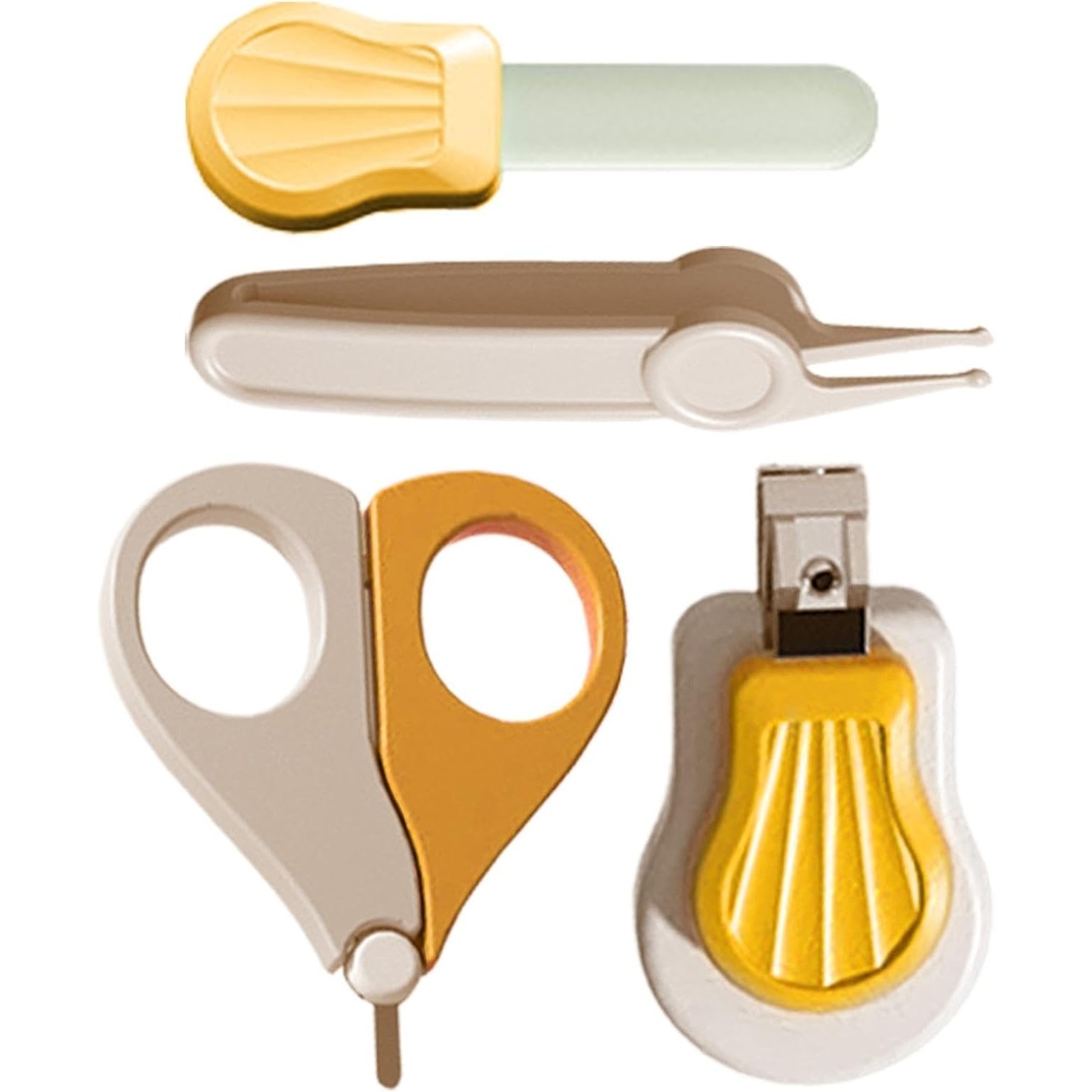 Set Ingrijire Unghii pentru Bebelusi, Flippy, Cutie de Depozitare in Forma de Ursulet, 10 x 9.5 cm, Galben