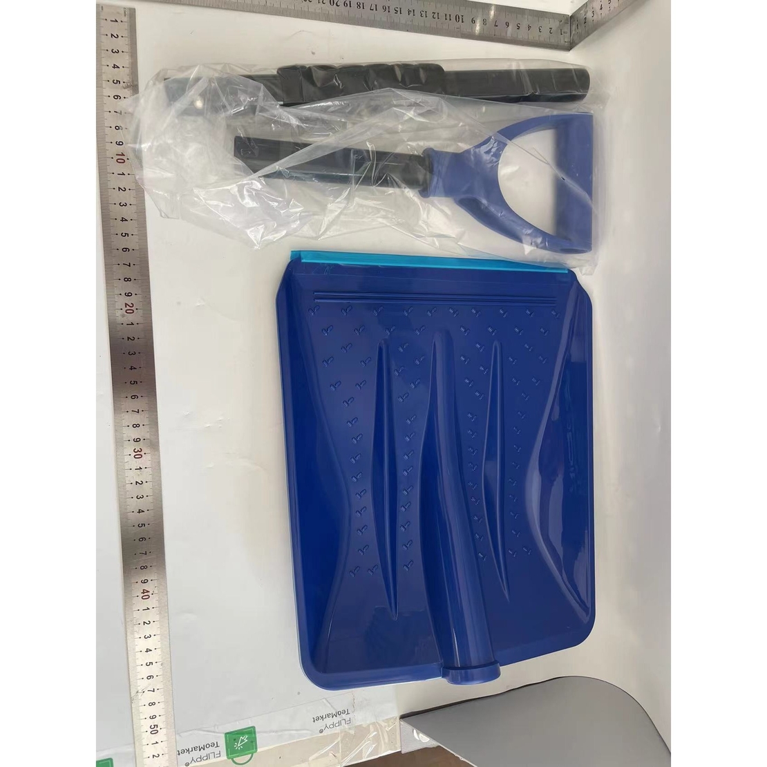 Lopata de Zapada, Flippy, Multifunctionala, Demontabila, cu Maner Antiderapant, Aluminiu, Plastic, Solutia pentru Iarna, pentru Deszapezire, 80x11x25.7 cm, Albastra