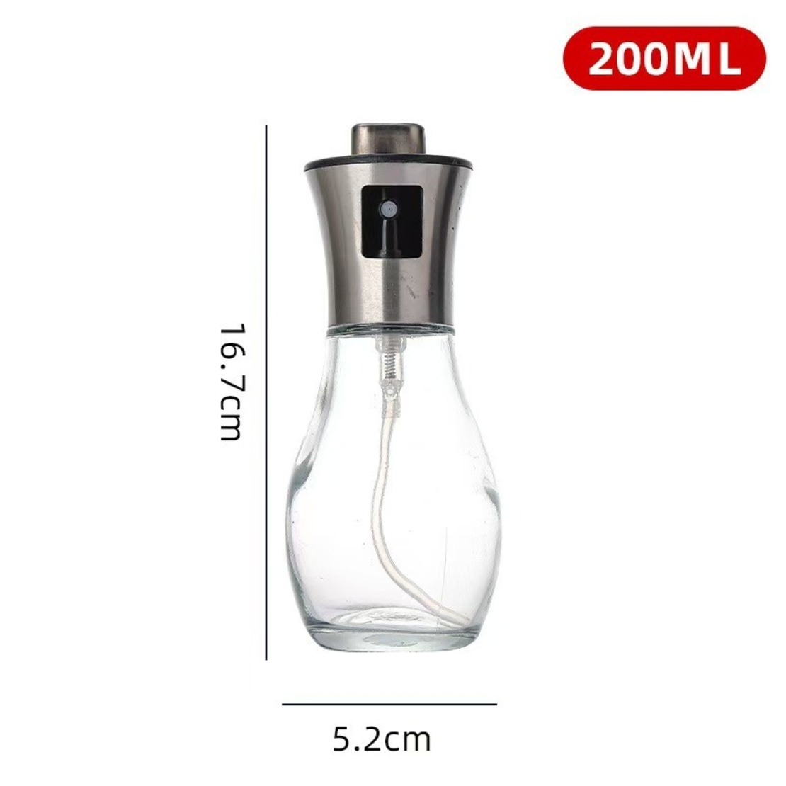 Sticla de ulei cu Pulverizator, Flippy, Sticla pentru Lichide de Bucatarie, Otet, Sos, 16.7 x 5.2 cm, Volum 200 ml, Gri