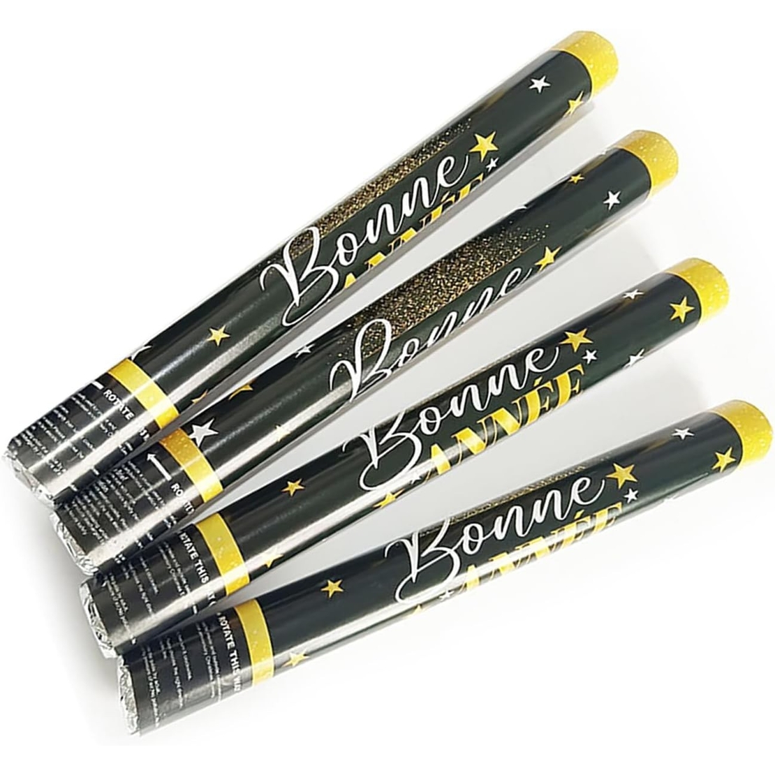 Tub de Confetti, Flippy, Bonne Annee, 40x5 cm, Confetii Stelute din Aluminiu, Auriu/Argintiu