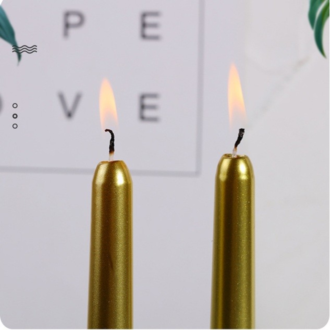 Lumanare Decorativa, Flippy, pentru Masa, 25 cm, din Parafina, fara Fum, Ardere 7.5h, Auriu