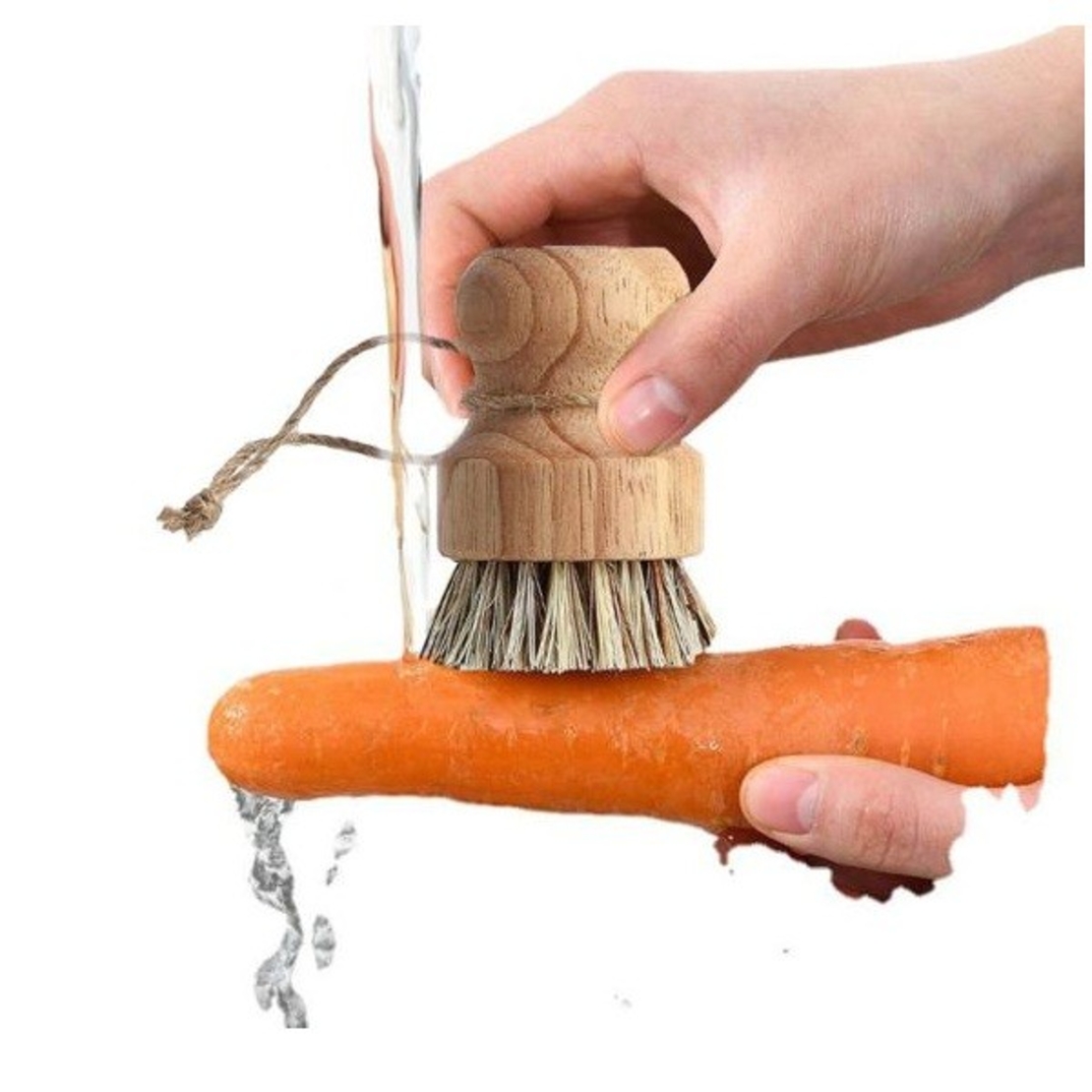 Perie de Curatat Vase si Alimente, Flippy, din Lemn de Fag, 8 x 5 cm, Perie din Sisal, Bej