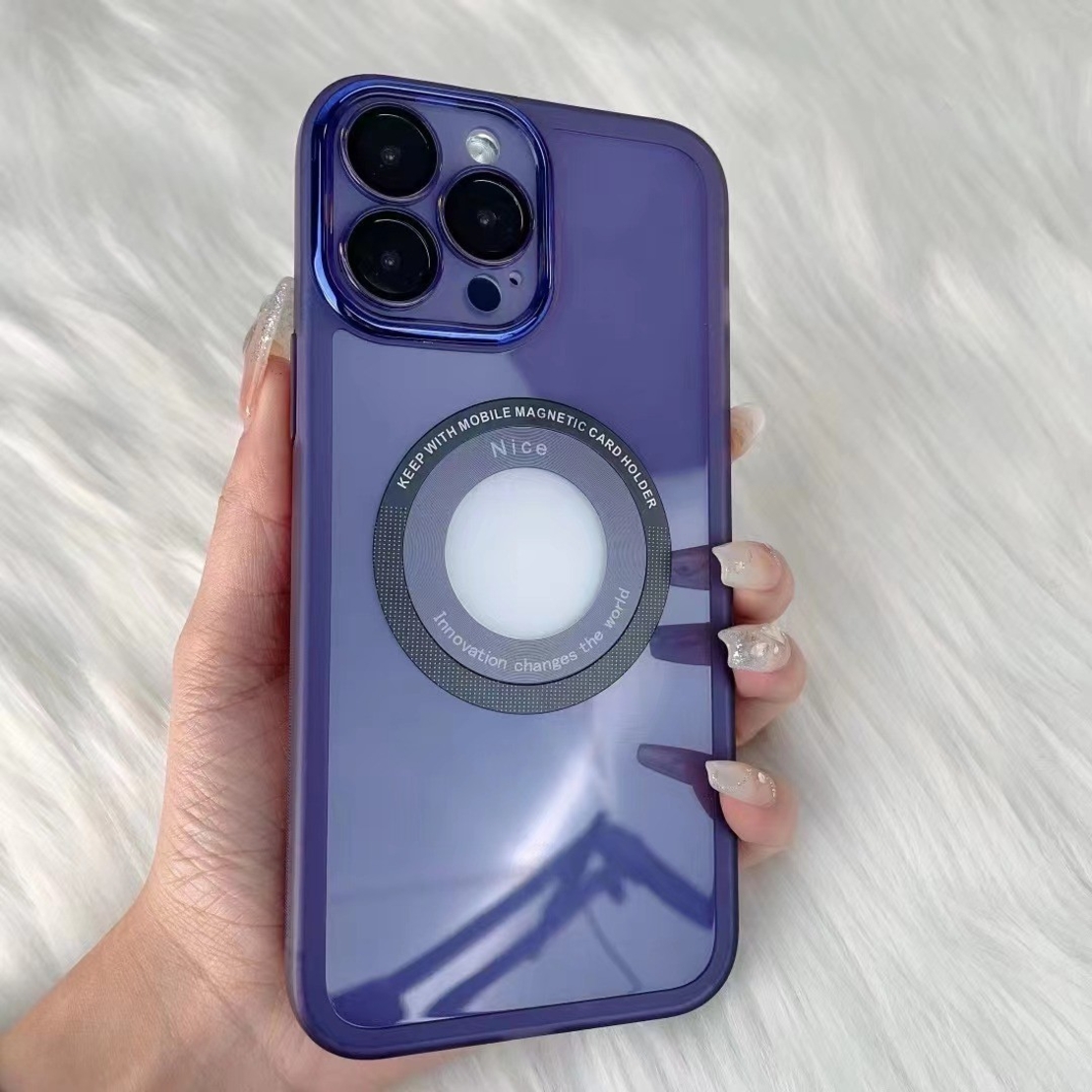 Husa protectie MagSafe TPU, Flippy, pentru iPhone 14 Plus, cu decupaj logo, Folie Sticla Camera, Mov