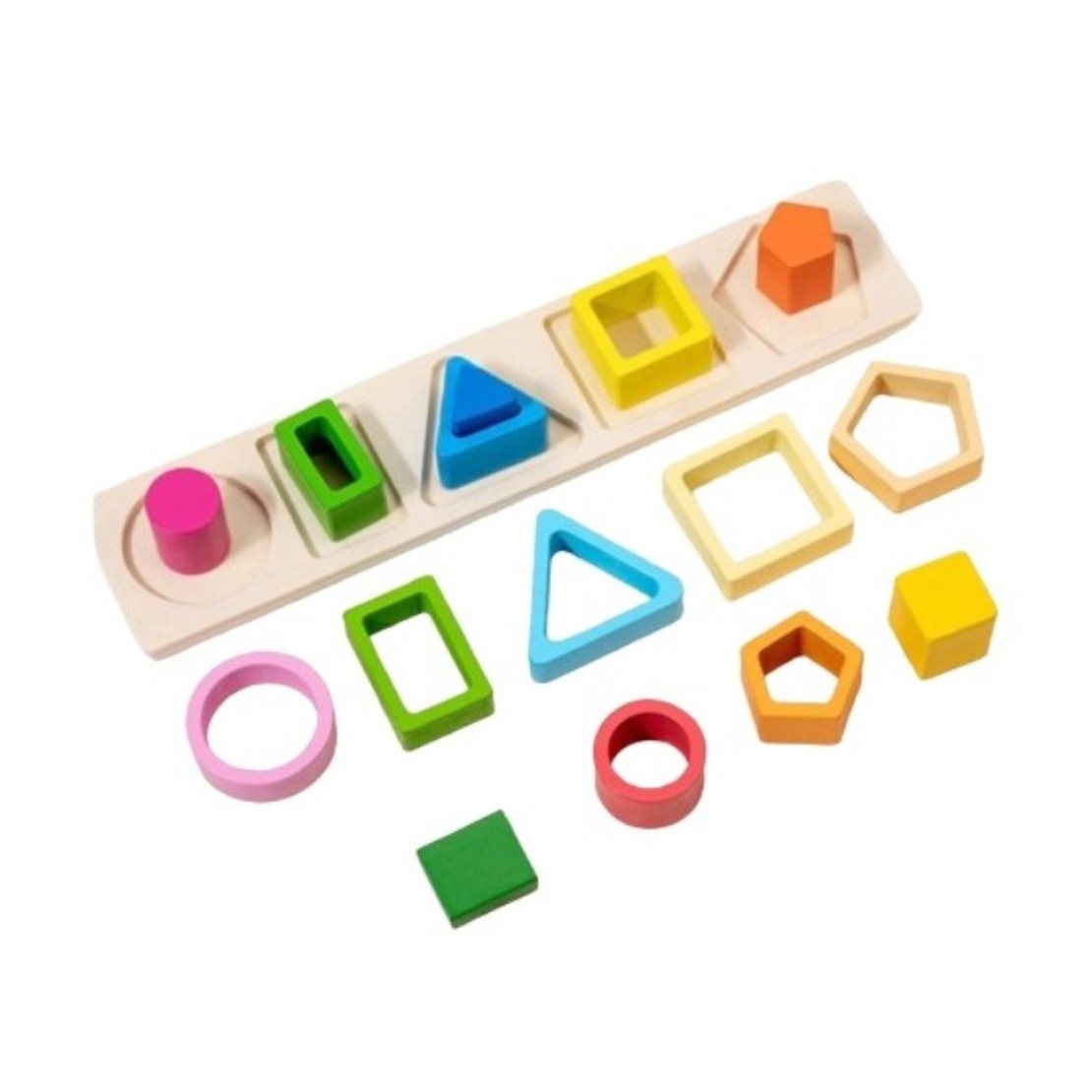 Jucarie Montessori de Sortat, Flippy, din Lemn, Tip Puzzle, cu 5 Forme Asimetrice, 15 Piese, Educativa, Interactiva, Creativa, Materiale Non Toxice, +2 Ani, Multicolor