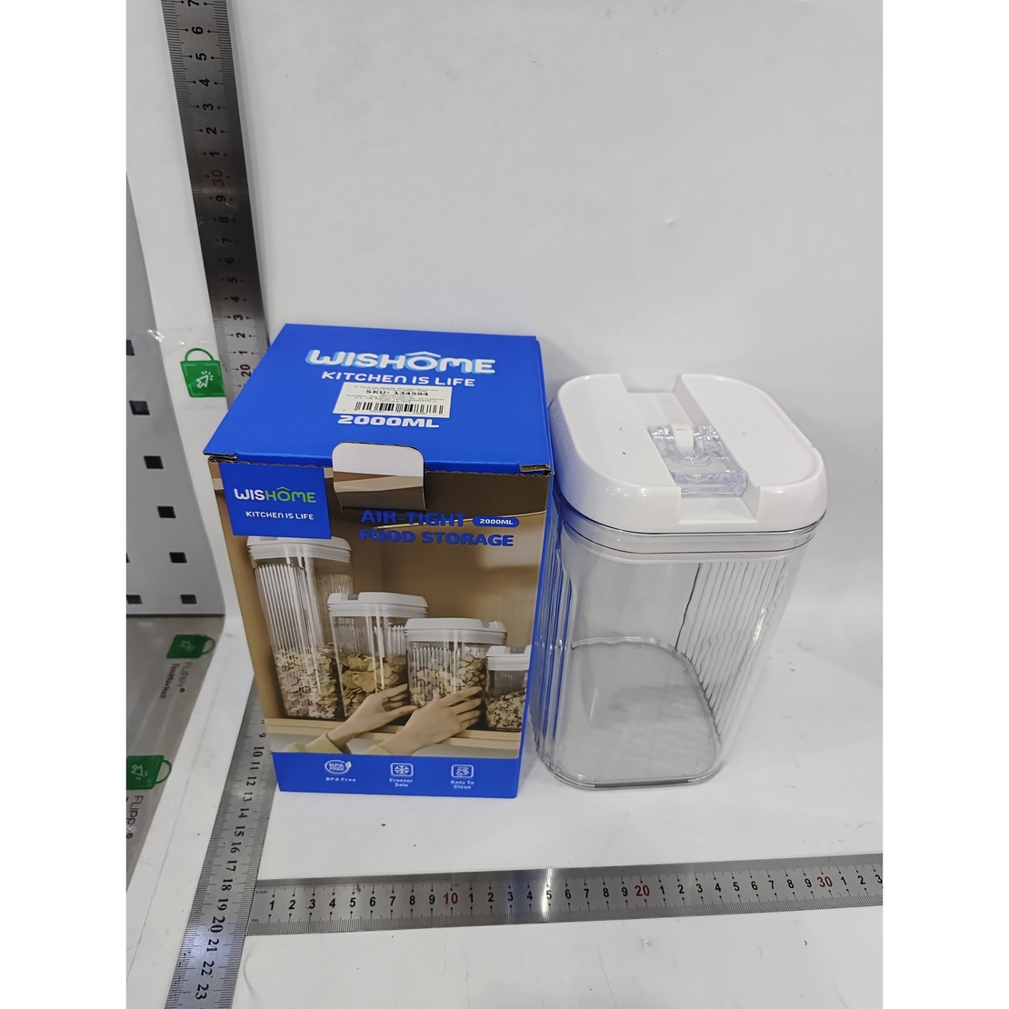 Cutie de Depozitare Alimente, Flippy, Cutie pentru Bucatarie, Cutie pentru Condimente, din PET ABS Silicon, 12.5 x 12.5 x 21.5 cm, 534 g, 2L, Transparent alb