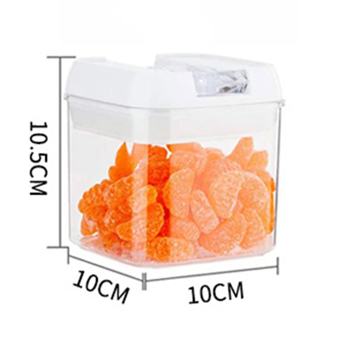 Cutie de Depozitare Alimente, Flippy, Cutie de Depozitare tip Container pentru Bucatarie, cu Capac, Inchidere Ermetica, Cutie pentru Cereale, 10.5 x 10 x 10 cm, volum 0.5 L, Alb