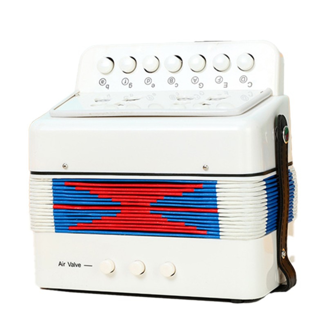 Acordeon Pentru Copii, Flippy, Acordeon Jucarie pentru Educatie Timpurie, 7 butoane 2 bass, Acordeon Instrument Muzical pentru Copii, 18 x 17 x 10 cm, Alb