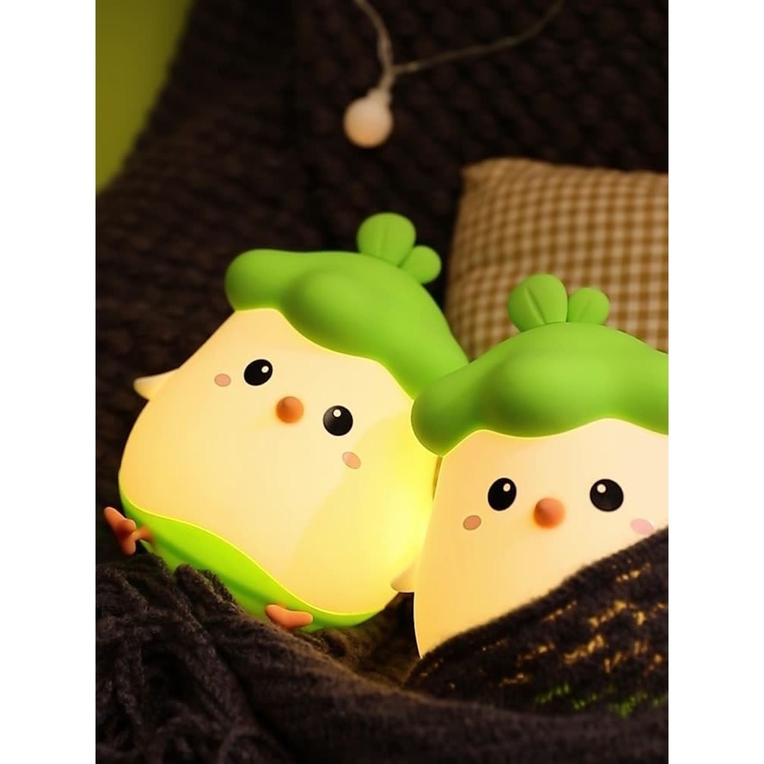 Lampa de Veghe pentru Copii, Flippy, din Silicon, Senzor Tactil, Model Pui, Lumina Calda, Protectie pentru Ochi, Incarcare USB, Capacitate Baterie Incorporata 800mAh, 11 x 10 x 12.4 cm, Verde