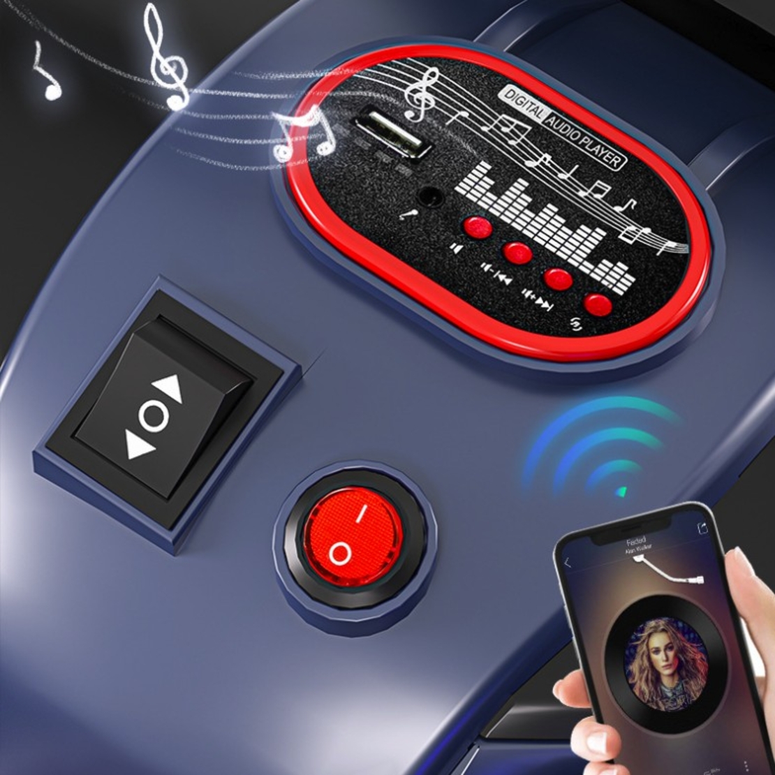 Tricicleta Electrica pentru Copii, Flippy, cu 2 Acumulatoare 380*2, tip 6V7, Bluetooth, Sistem Anti-Rasturnare, Sistem de Lumini si Sunet, 6+ Ani, 95 x 58 x 45 cm, Negru Verde