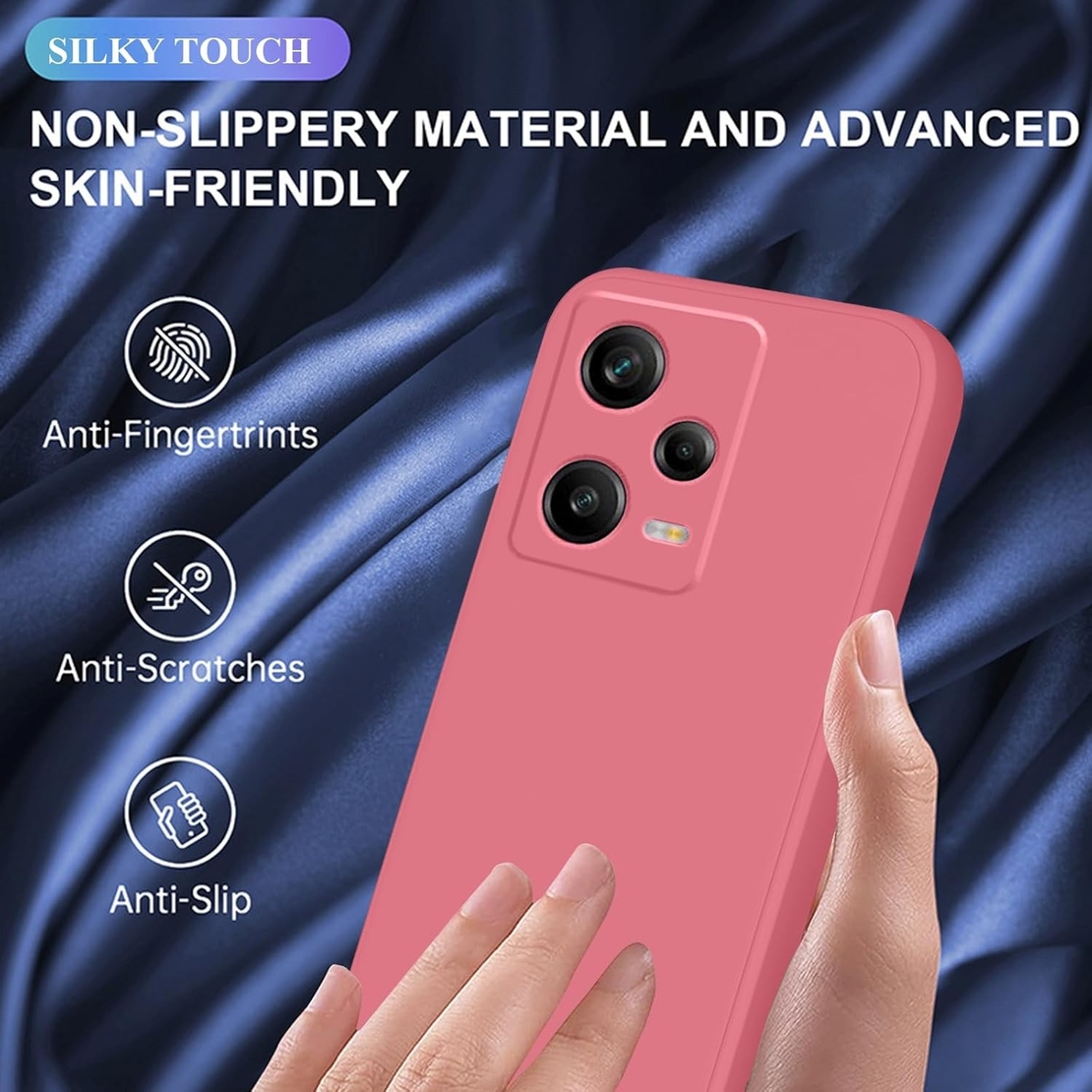 Husa de Protectie, Flippy, pentru Xiaomi Redmi Note 12 Pro 5G, Liquid Silicone, cu Microfibra pe Interior, Protectie Antisoc, Compatibil Incarcare Wireless, Rosu Camellia