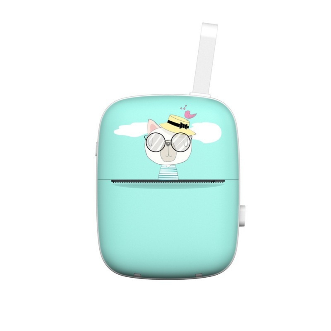 Mini Imprimanta Foto Portabila, Flippy, Incarcare USB, Bluetooth, Model Pisica, Print Alb-Negru, Albastru