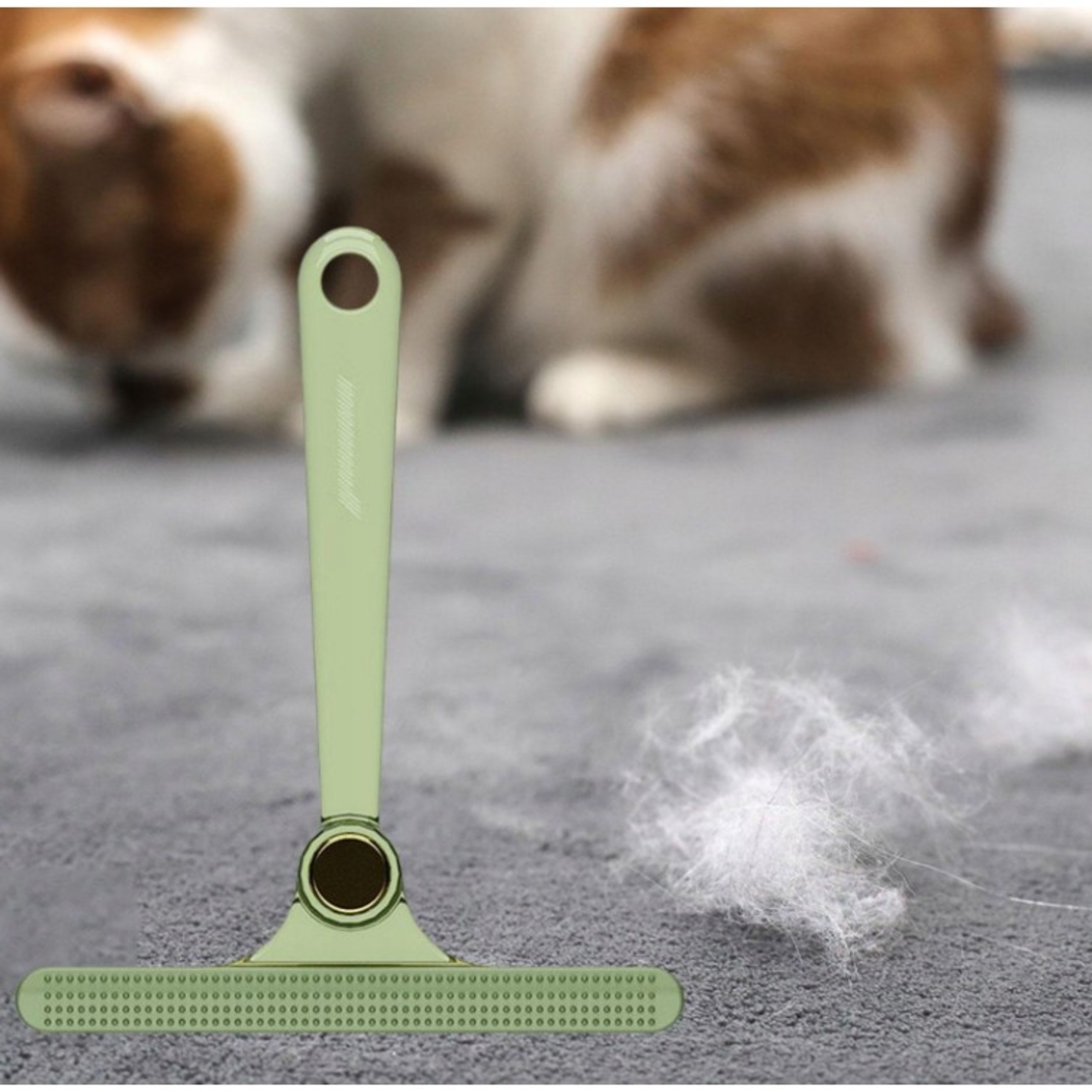 Perie de Indepartare a Scamelor, Flippy, pentru Haine si Par de Animale, cu Doua Fete, Manual, Multifunctional, 12x14.5 cm, Accesoriu pentru Casa, Verde