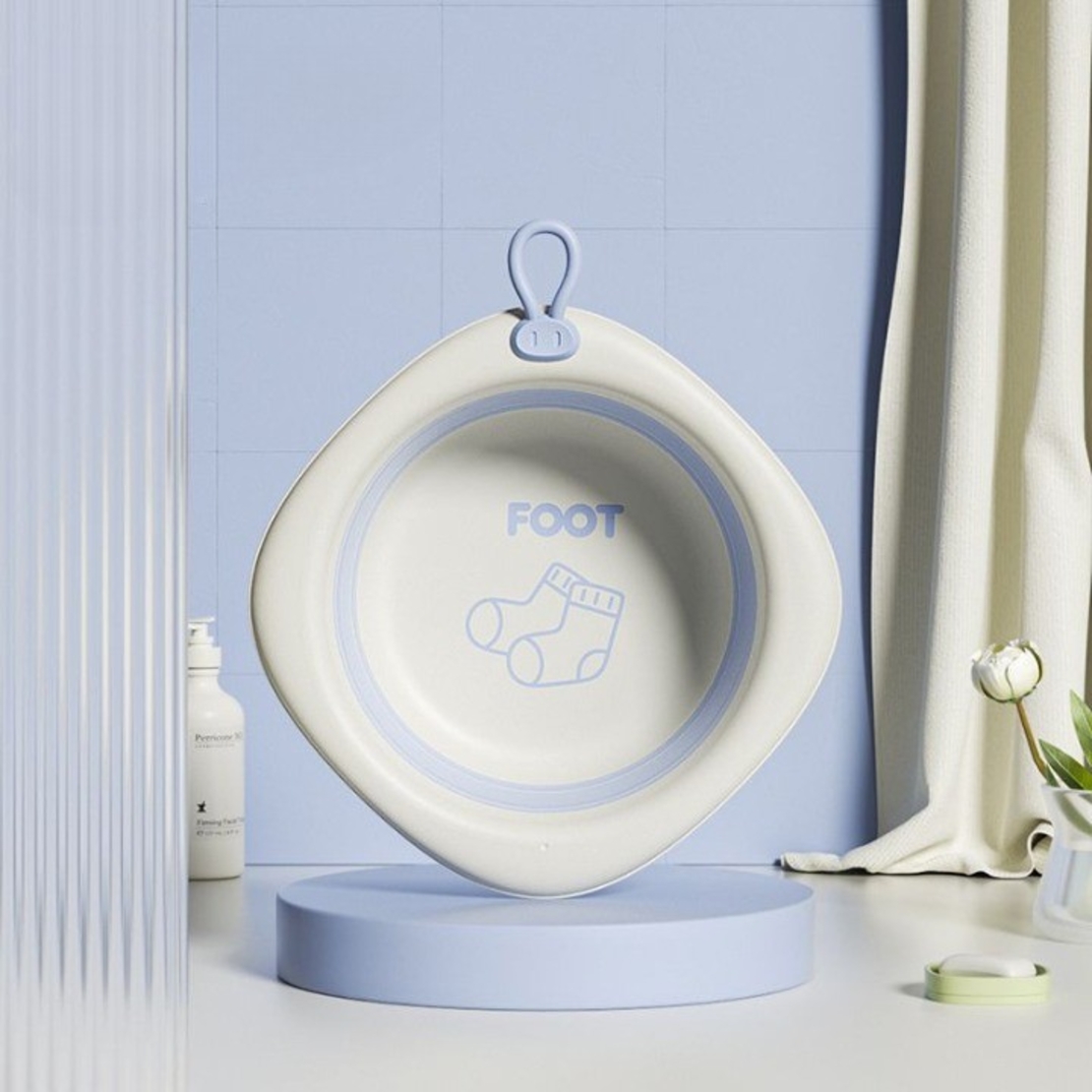 Cada Pliabila pentru Baie pentru Copii, Flippy, Cadita pentru Bebelusi, Model Romb pentru Picioare, Mov, 31.5x31.5x3.5 cm, 3L
