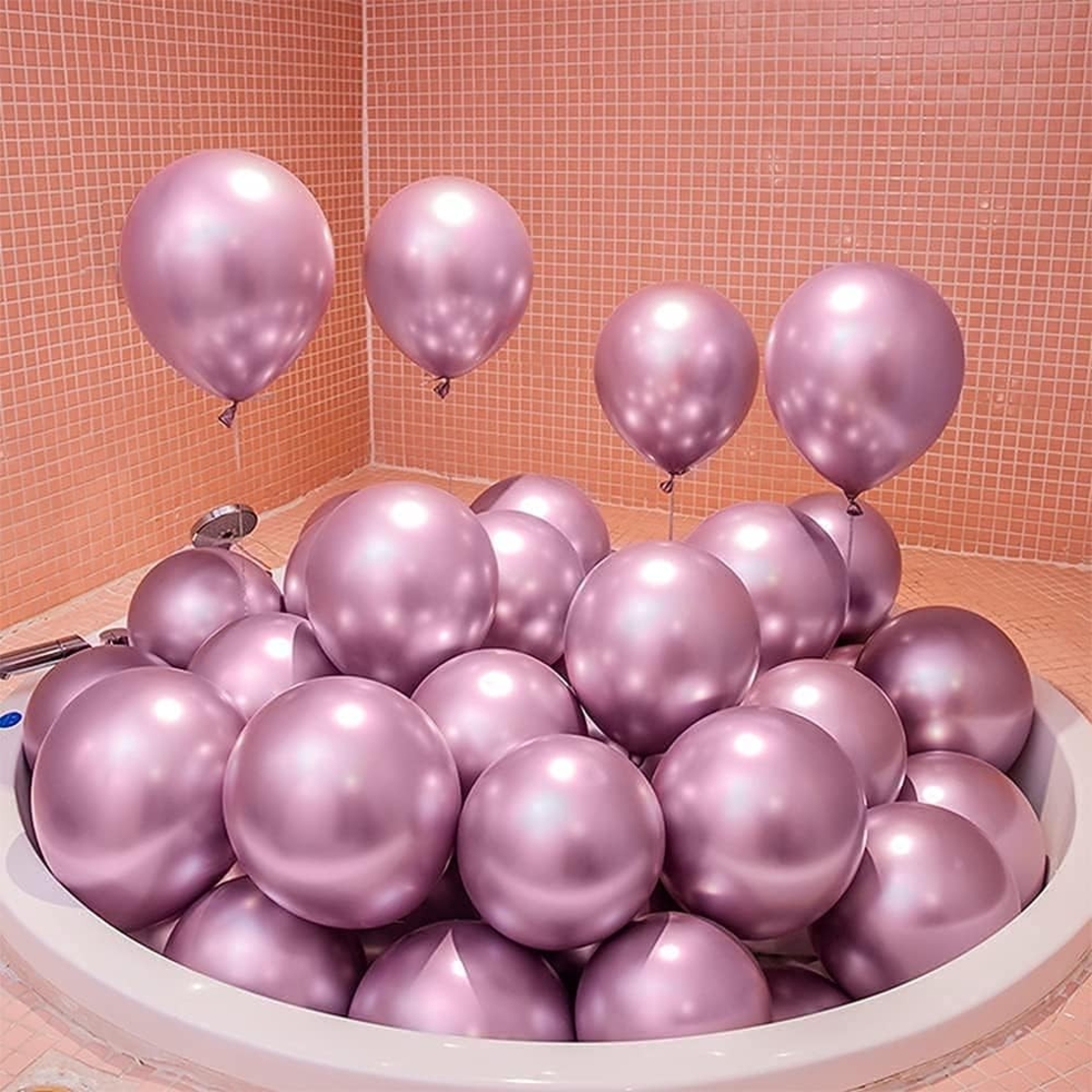 Set 10 Baloane din Latex Chrome, Flippy, Model Party, 23 cm, Mov, 2.2 g