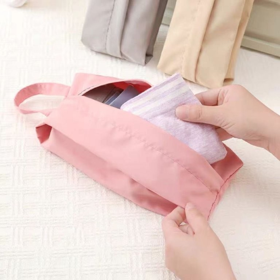 Geanta de Depozitare, Flippy, Pentru Haine Mici, Lenjerie, Sosete, Cosmetice, Impermeabila, cu Maner, 10x20x3 cm, Roz