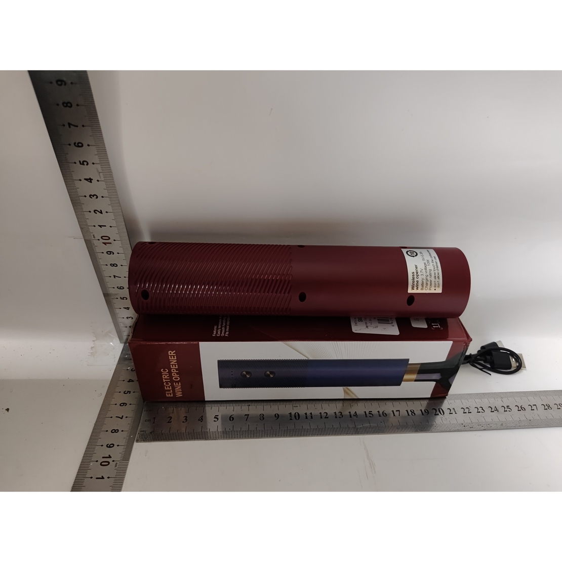Tirbuson Electric, Flippy, Deschizator Sticle de Vin, de Uz Casnic de Ultima Generatie, Reincarcabil prin Incarcare USB, 20 x 4.6 cm Rosu