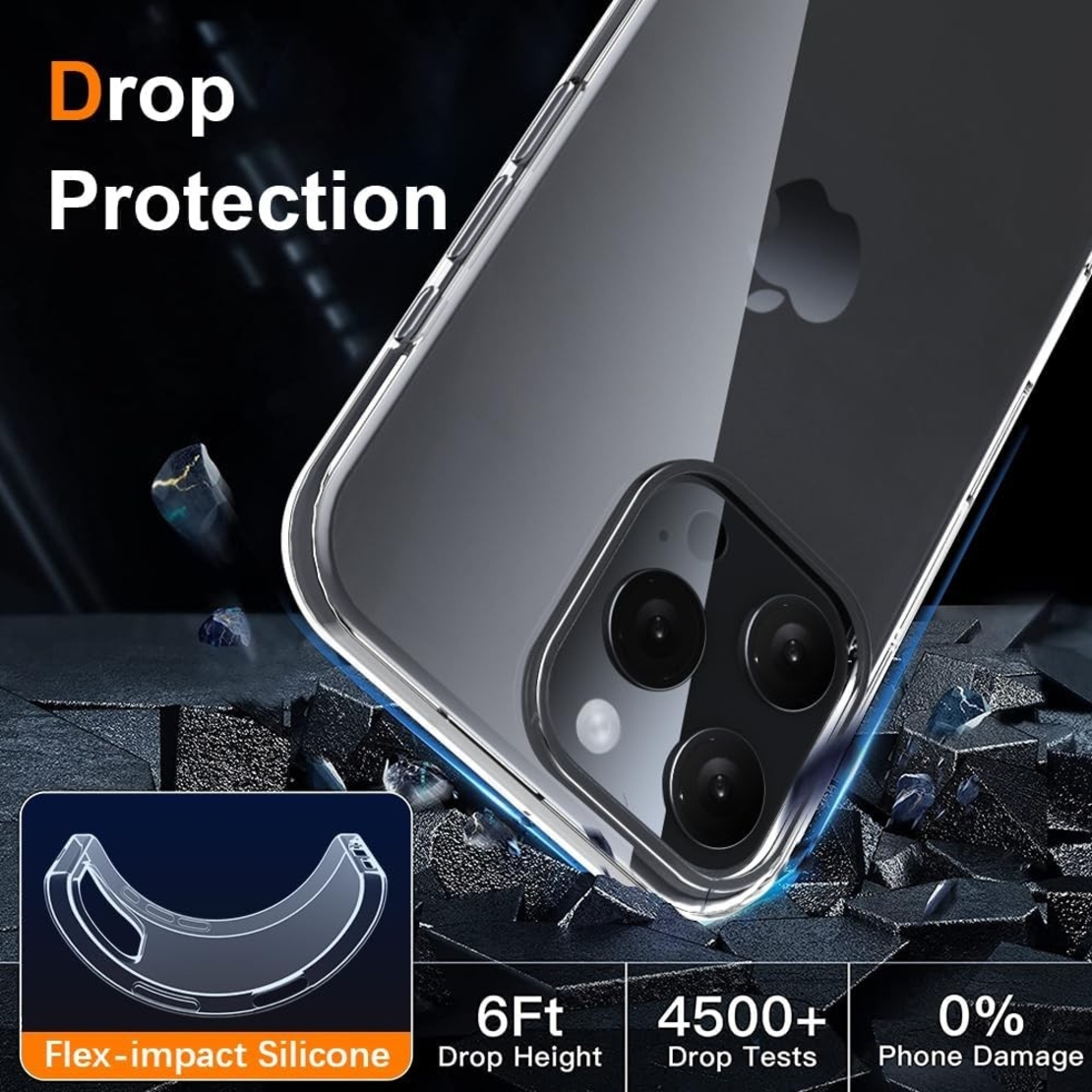 Husa de Protectie din Silicon, pentru Apple iPhone 16 Pro, PC, Antisoc, Rezistenta la Impact, Transparenta