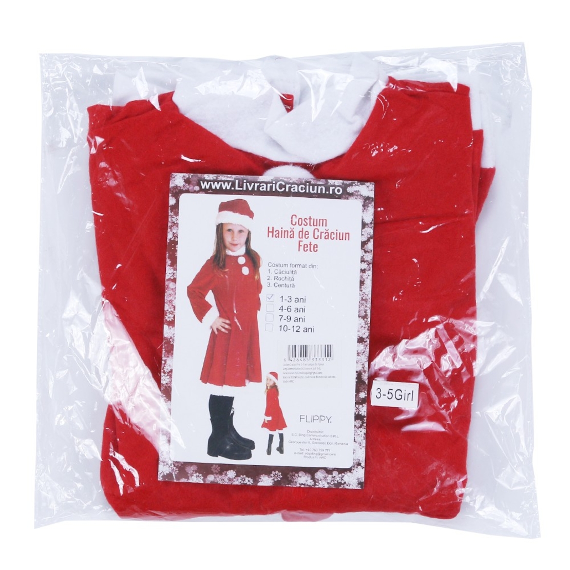 Costum Craciunita Flippy® Fata, 1-3 ani, 3 piese, Polar