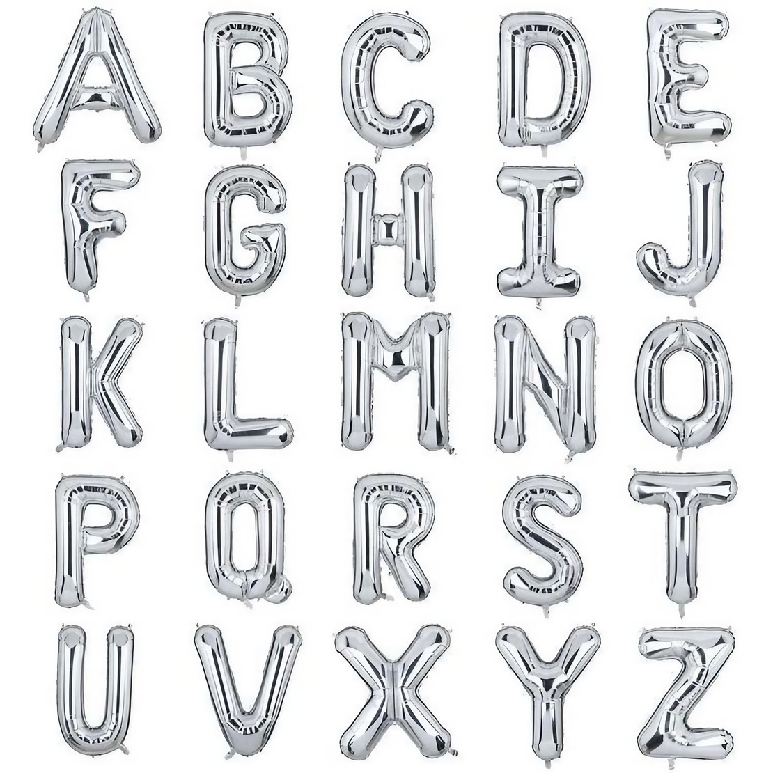 Balon Folie Metalizata Litera R, Flippy, 40 cm, Umflati cu Heliu sau Aer, Ambalaj Individual, Pai inclus, Argintiu