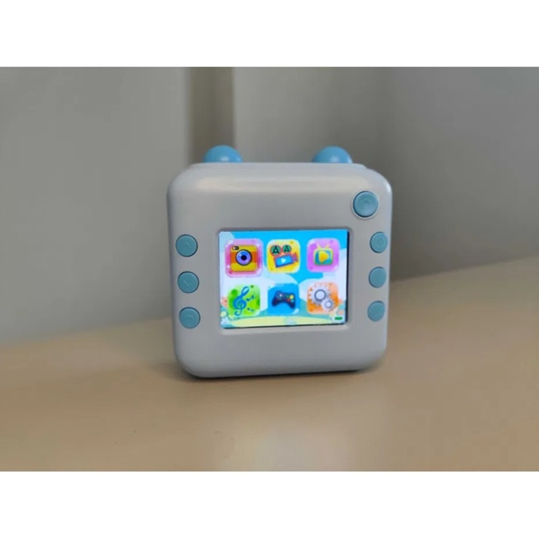Camera Instantanee pentru Copii, Flippy, cu Functie de Printare, Cablu USB-C, Bluetooth, compatibil iOS/Android, Imprimare APP, Model Urechi, Snur Subtire Inclus, Albastru