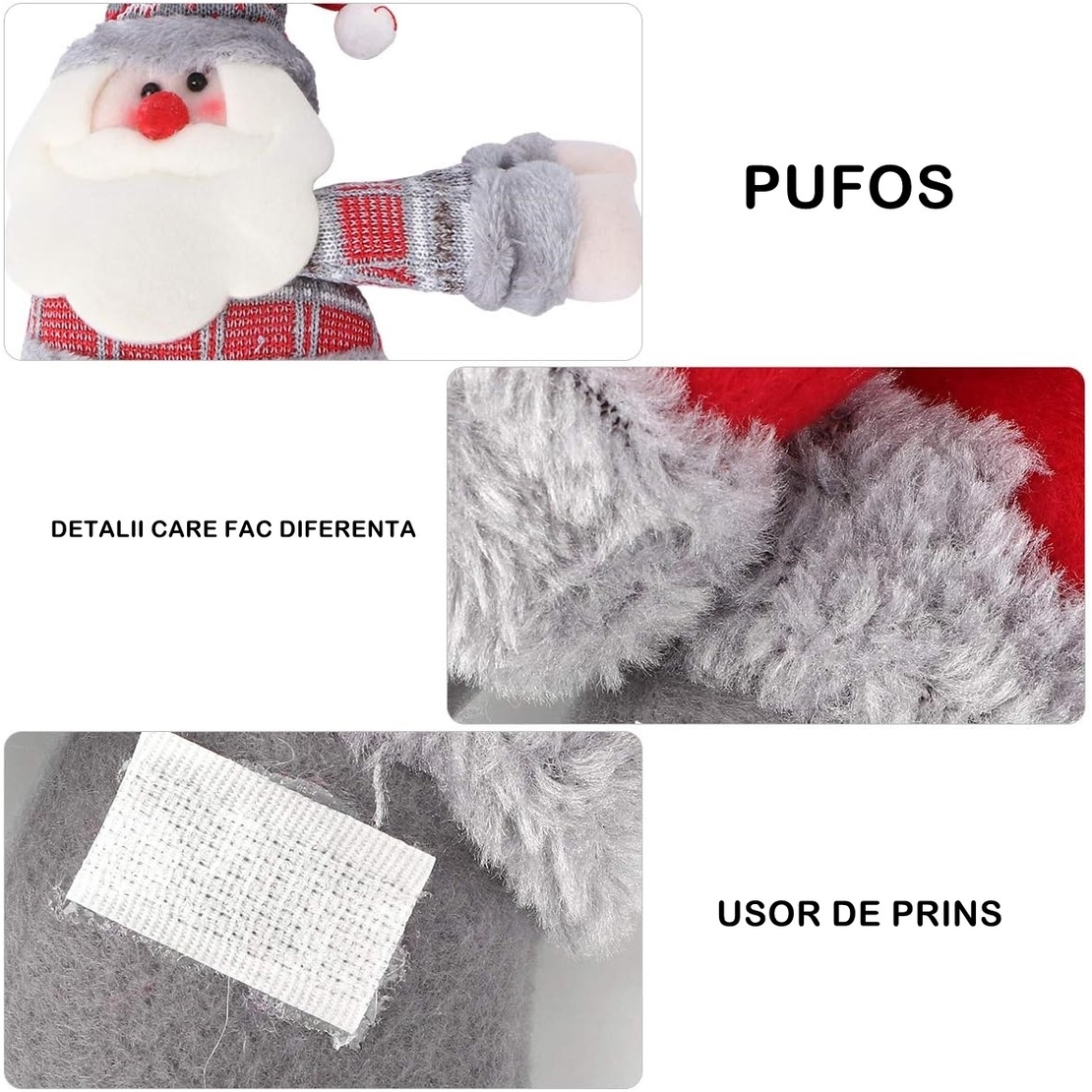 Clema pentru perdea, prindere cu arici, model Mos Craciun, material textil/poliester, 53 x 23 cm, multicolor