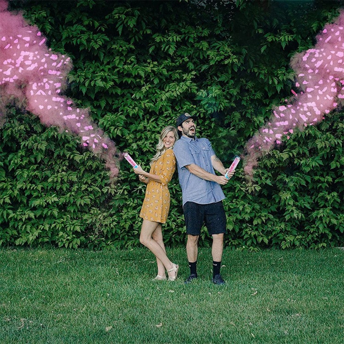 Tun Confetti, Flippy, Model Gender Reveal, Confetti Cannons, 40 cm, Ambalaj din Carton, Eliberare prin Rasucire, Roz