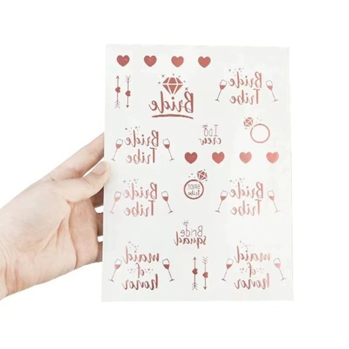 Set de Accesorii pentru Mireasa, Flippy, Coronita, Panglica, Stickere, Voal, Model Bride To Be, Tematica Nunta, Alb-Roz