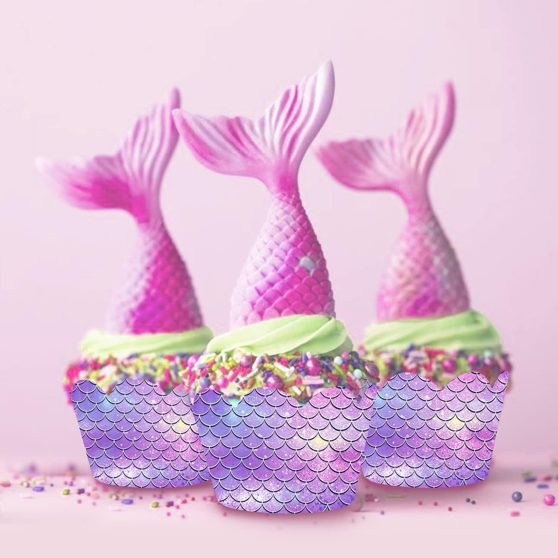 Set 6 Accesorii pentru Prajituri Sirena, Flippy, Colectia Mermaid, 22.7 x 8.7 cm, Multicolor