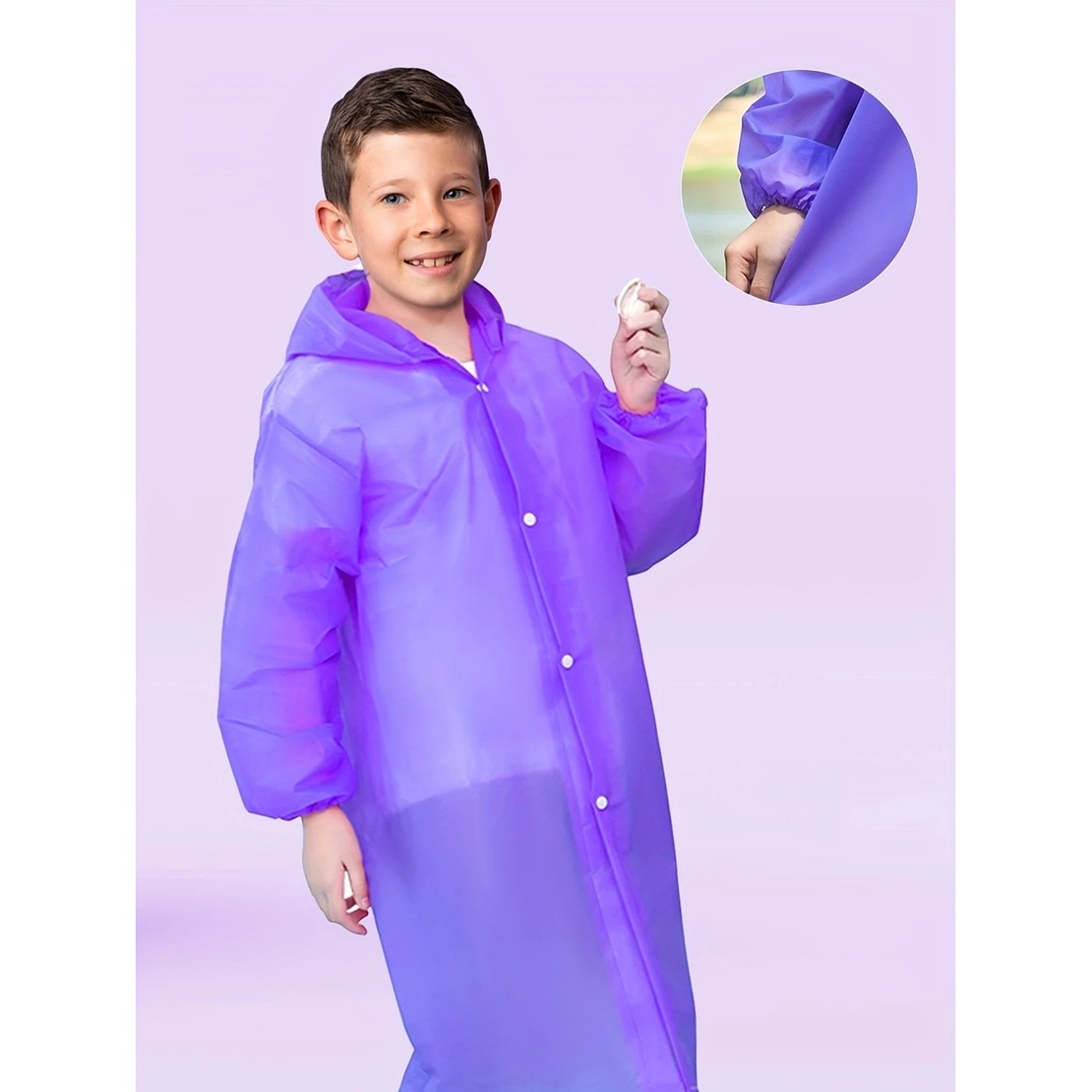 Pelerina de Ploaie, Flippy, pentru Copii 100-145 cm, din EVA, Impermeabila, Inchidere cu Capse, Mov