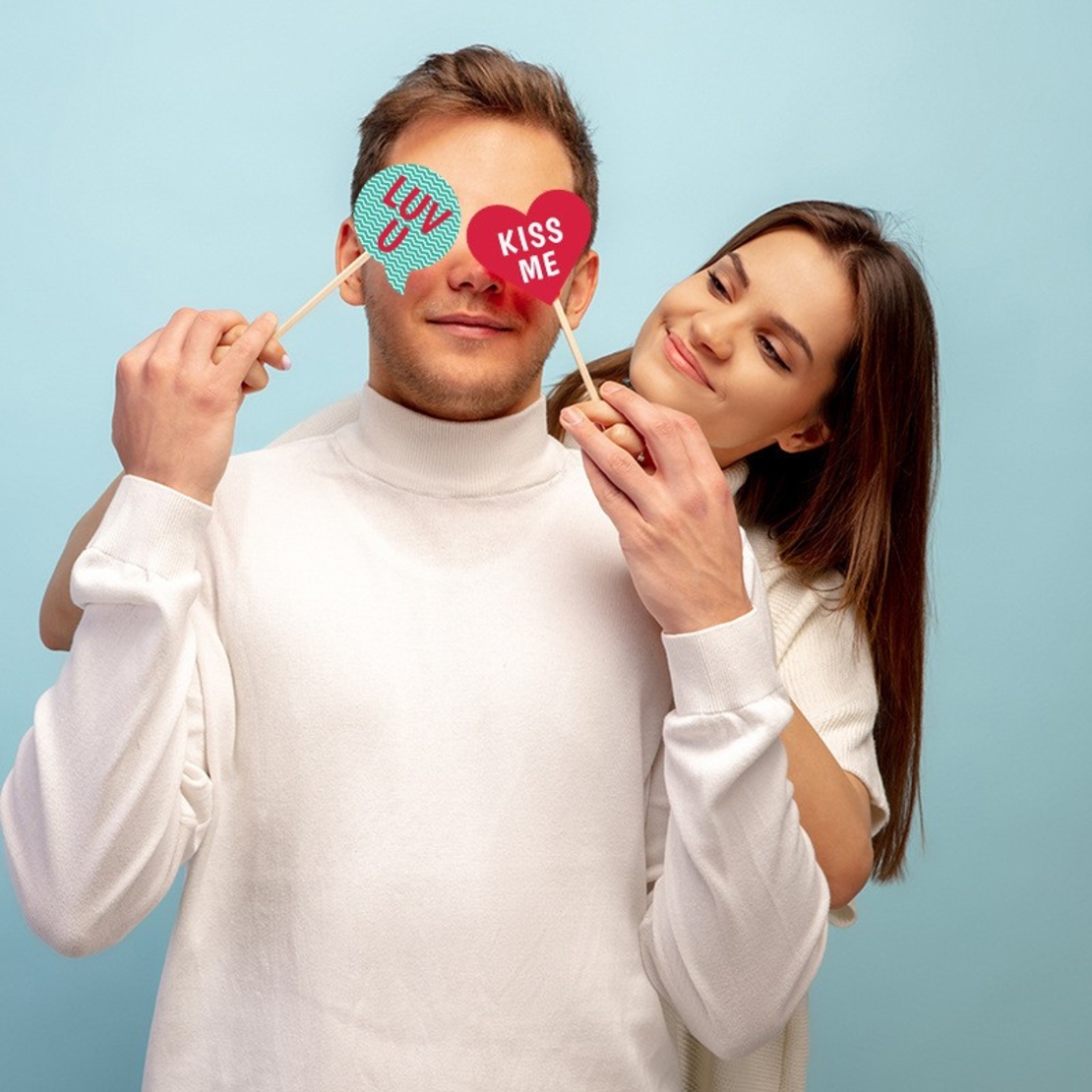 Set 12 Accesorii pentru Petrecere, Flippy, Props pentru Photo Corner, Tematica Iubire, Multicolor