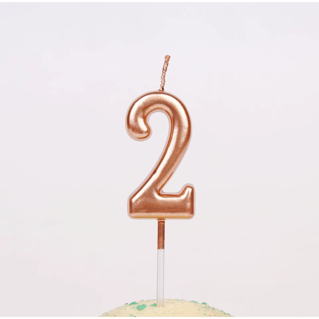 Lumanare de Tort, Flippy, Model Cifra 2, Party, 4.5 x 2.5 cm, din Parafina, Rose Gold