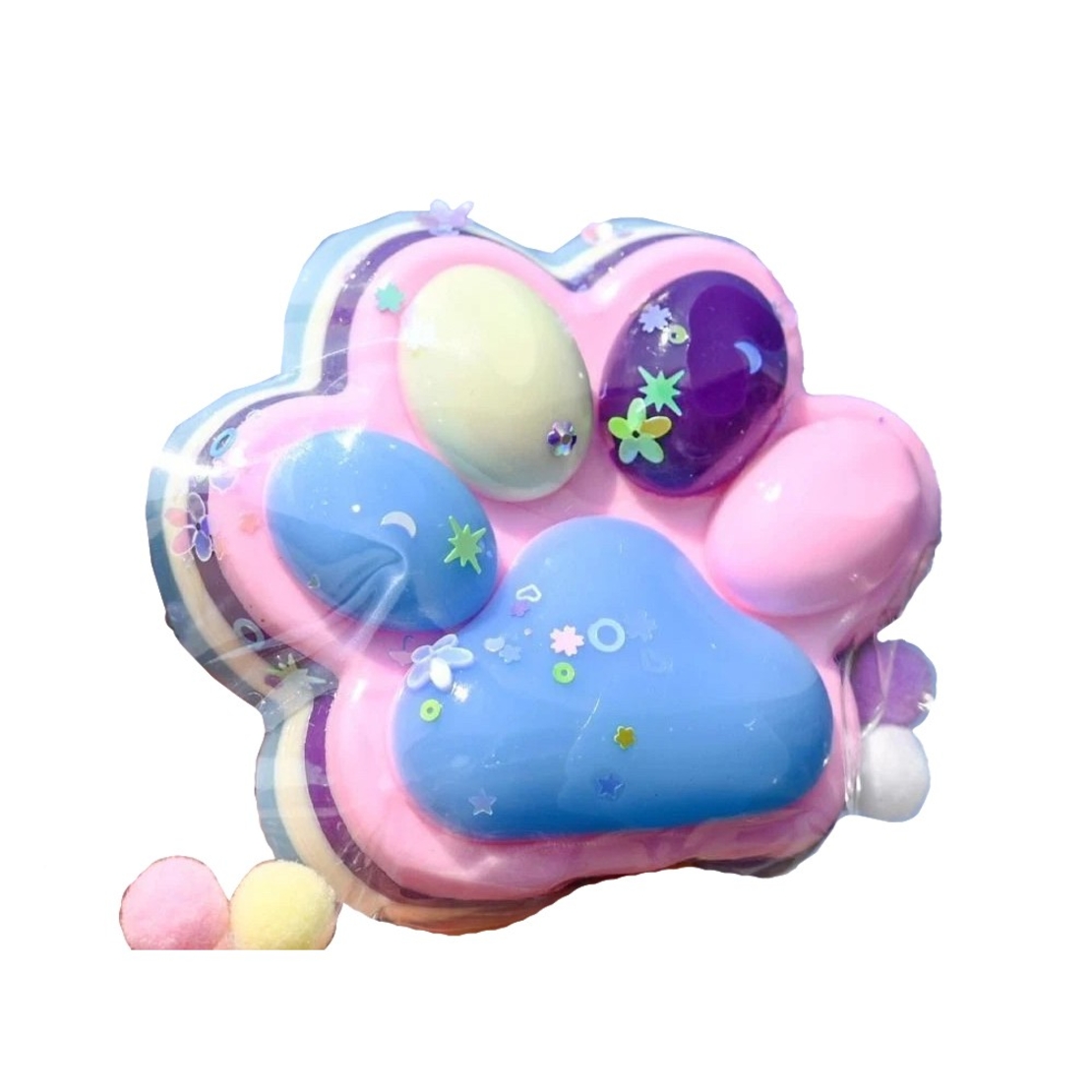 Jucarie Antistres Squishy, Flippy, Revenire Lenta, Model Labuta de Pisica, Squishy, BIG 12.5 x 10.5 cm, 220 g, Model 20, Multicolor Roz Mov